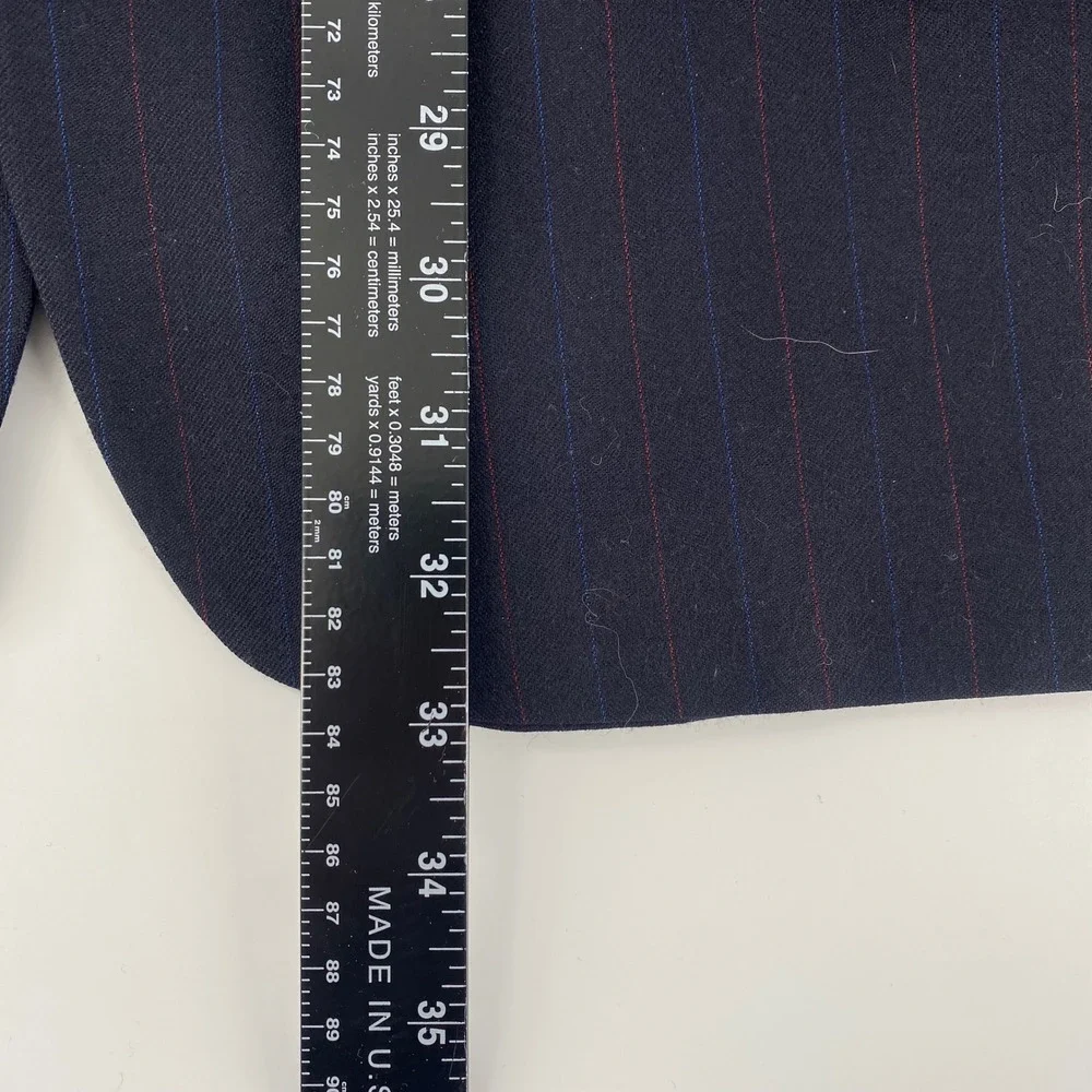 Christian Dior Monsieur Pinstripe Blazer Mens Suit Jacket Navy Blue‎ Red Stripe